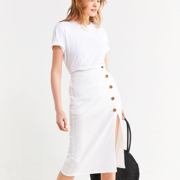 BOG Collective Button-Down Linen Midi Skirt - Picture 4 of 4